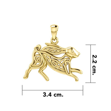 Large Celtic Rabbit or Hare Solid Gold Pendant GPD6038 - Jewelry